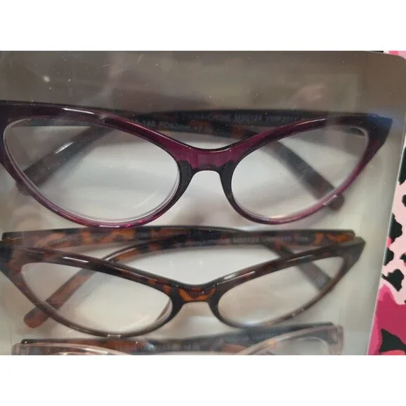 Betsey Johnson Reading Glasses ~3 Pack Readers +2.00 Cat Eyes - Picture 6 of 6
